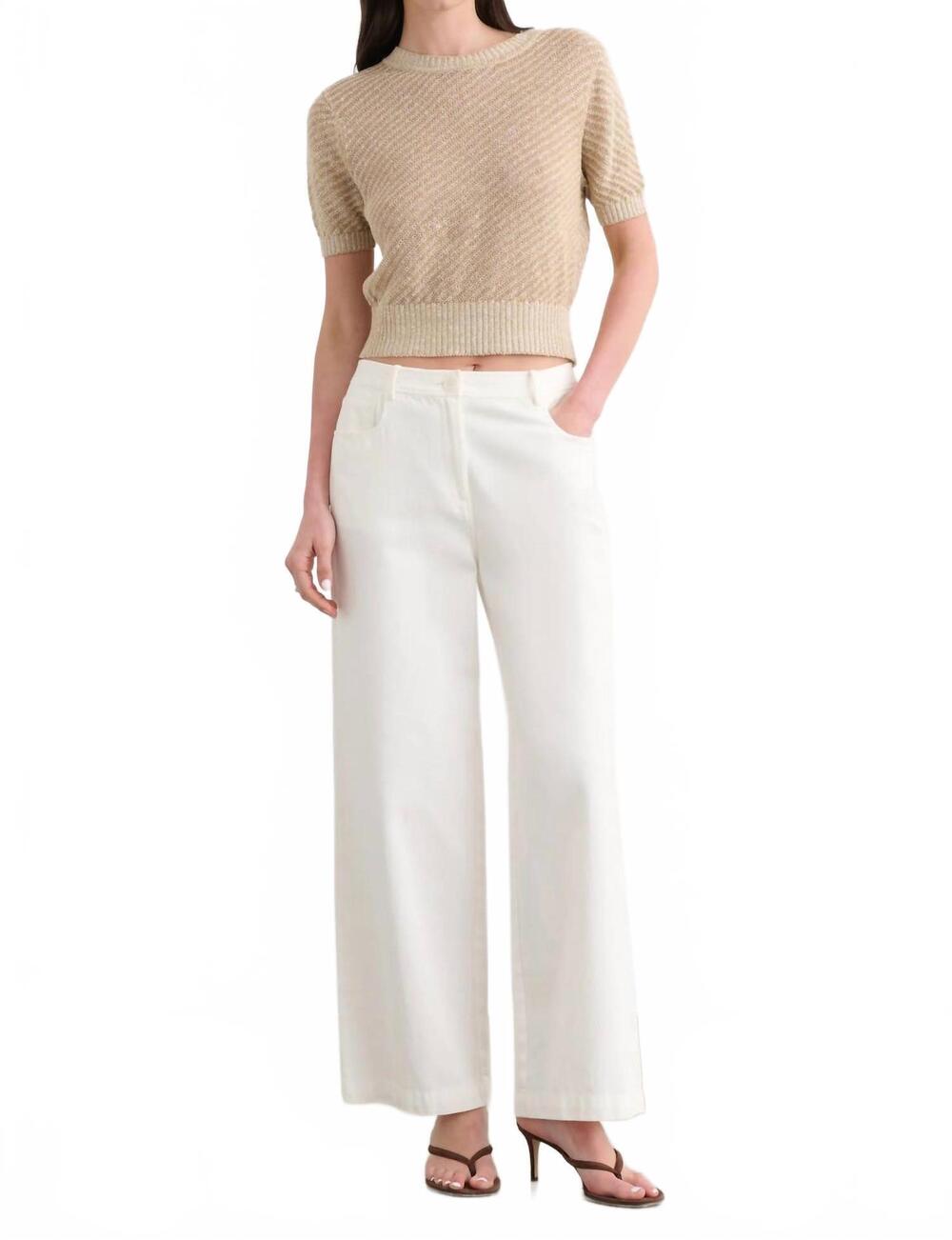NEW TOCCIN merryn short sleeve sweater in driftwood